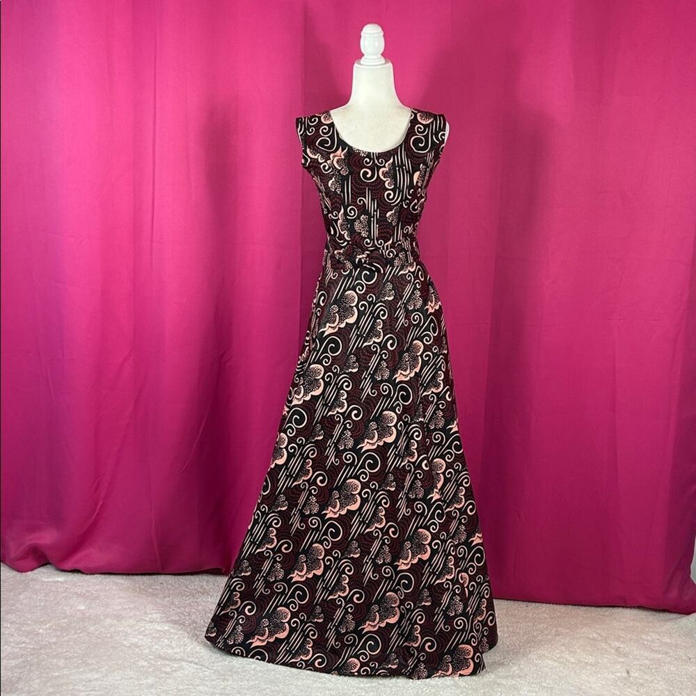 Handmade fit and flare cloud print maxi dress, size small - Picture 1 of 6